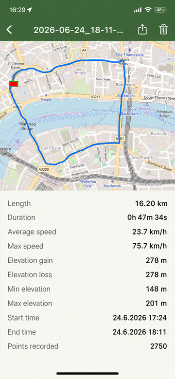 Track details and statistics
